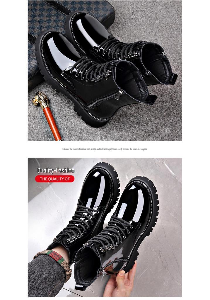 Stivaletti Chelsea Trendy da Uomo High-Top in Vera Pelle - Leggeri Stile Martin con Suola Spessa e Zip Laterale per Autunno/Inverno