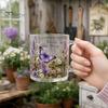 Blumenmuster Glasbecher Morgen-Teetasse, Kolibri-Blumenbecher mit Goldrand, Natur-Motiv Glasware für Kaffee Saft Wein Heiß Kalt