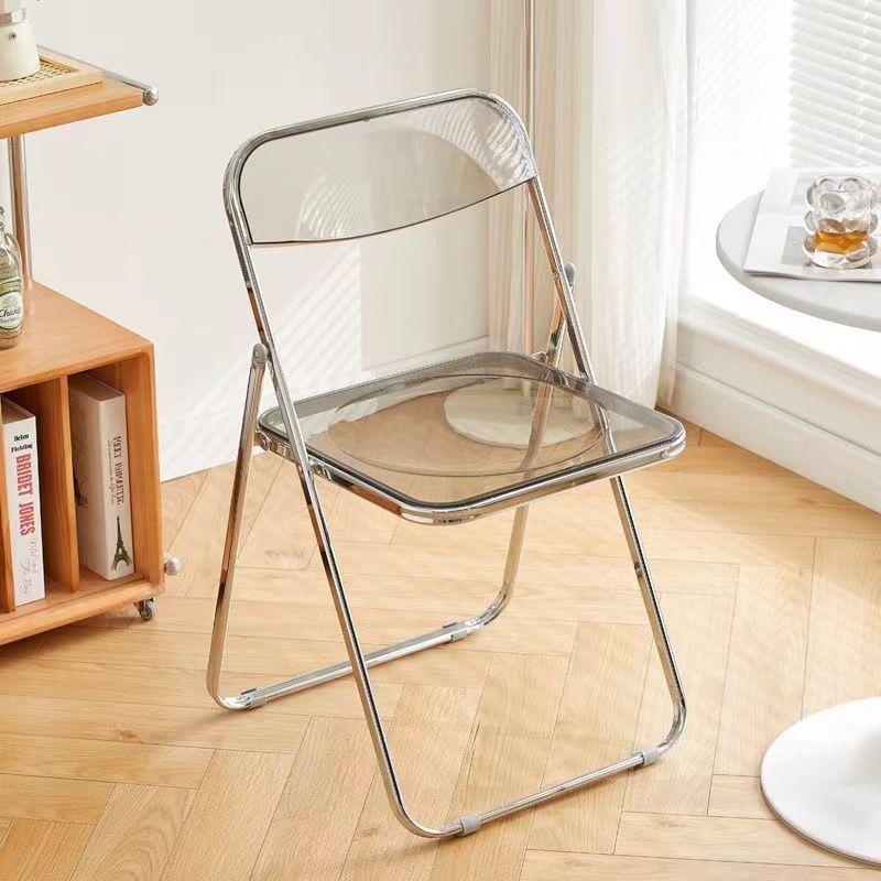 Trendy Clear Acrylic Folding Chair - Simple, Thickened Design for Makeup, Dining, or Home
