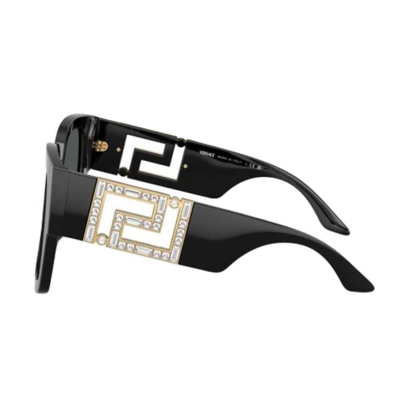Versace Logo Acetate Square Sunglasses Women's Black 17385093 VERYAAM6BCKLLLLL00-black Lens Width