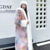 Dream Color Eco-friendly Fur Long Loose Fitting Chinese Antique Colored Fur Coat Women's Toka Coat Hooded Cloak