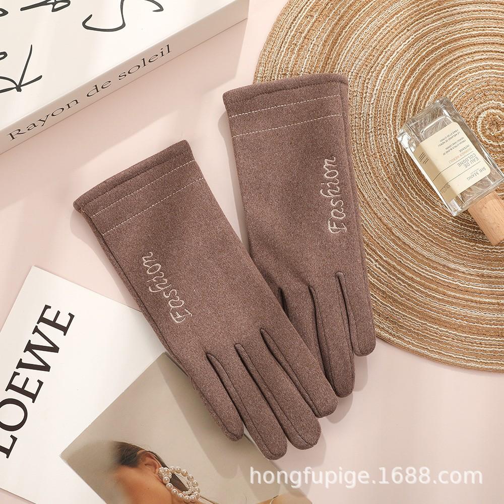 Warm gloves Three-line rabbit velvet men's and women's fashion cold-proof velvet outdoor cycling autumn and winter gloves