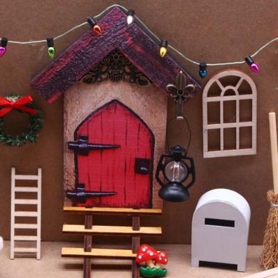 1:12 Mini Dollhouse Elf Door Christmas Decoration Handmade Miniature Scene Diy Crafts Miniature Dollhouse Toy