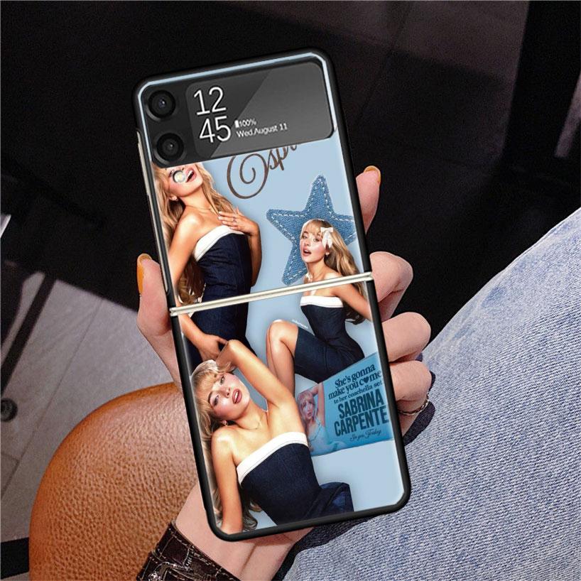 CR66 S-Sabrina C-Carpenter Phone Case For Samsung Z Flip 7 6 5 4 3 Galaxy ZFlip7 ZFlip6 ZFlip5 ZFlip4 ZFlip3 5G Print Cover