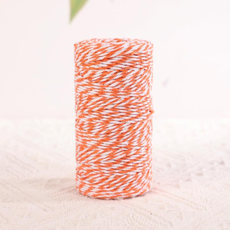 1,5mm Dvoubarevná bavlněná šňůra, DIY Ručně tkaný materiál na visačky - 100m role
