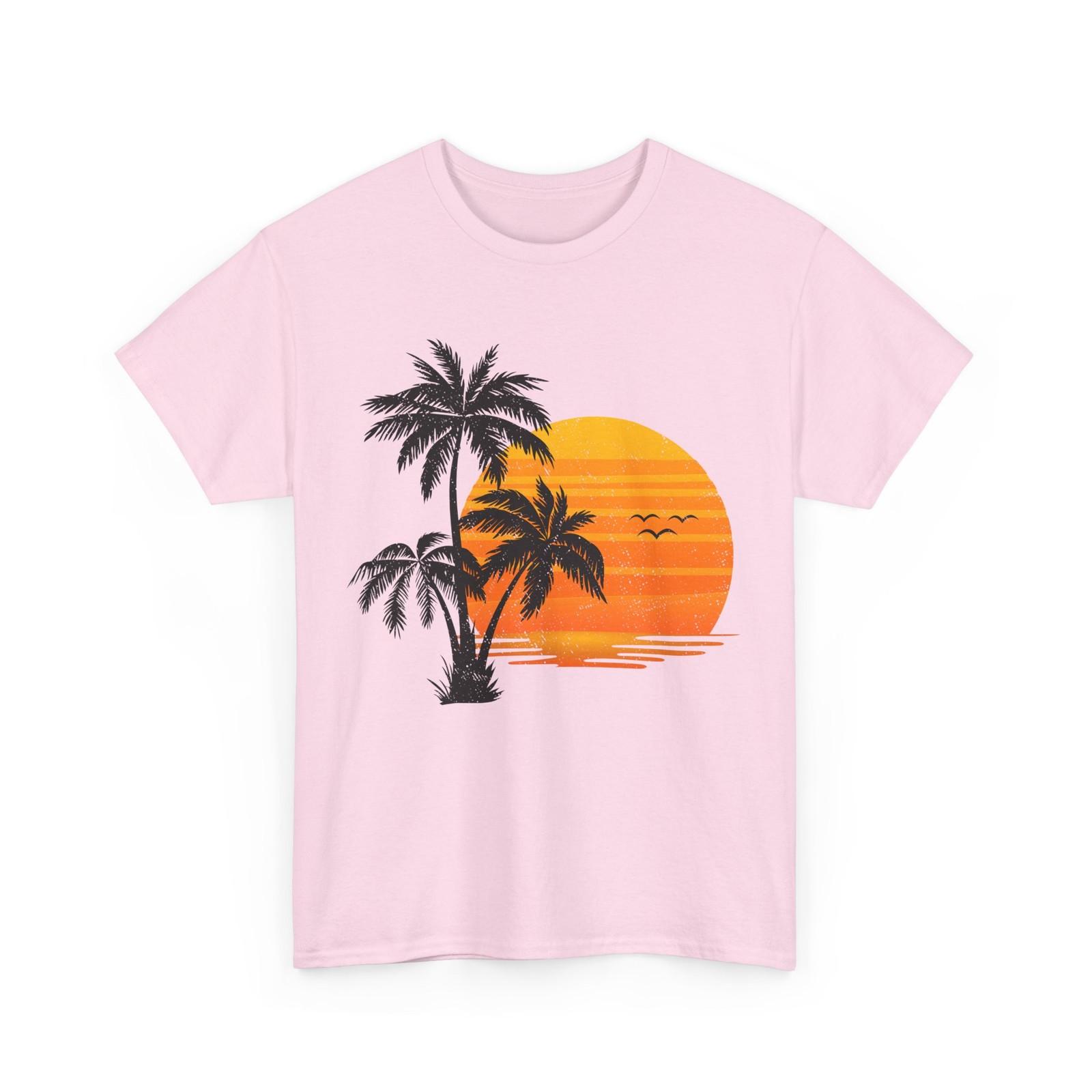 Palm Trees T-Shirt, Summer Vacation Beach Lovers Sunset Men Vintage Shirt XL