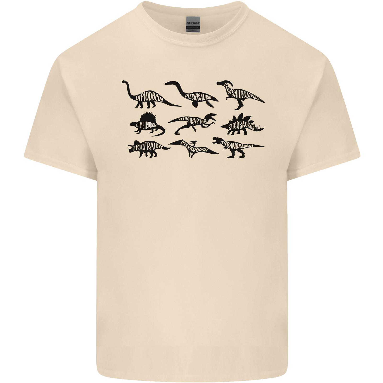 

Dinosaur Types T-Rex Stegosaurus Triceratops Mens Light Cotton T-Shirt 4XL