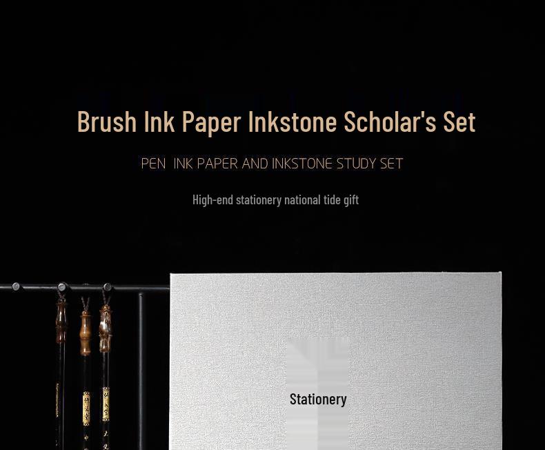 Die Vier Schätze Premium Kalligraphie Geschenkset: Pinsel, Tinte, Papier, Tintenstein - Enthält große, mittlere, kleine Pinsel & Pinselwascher