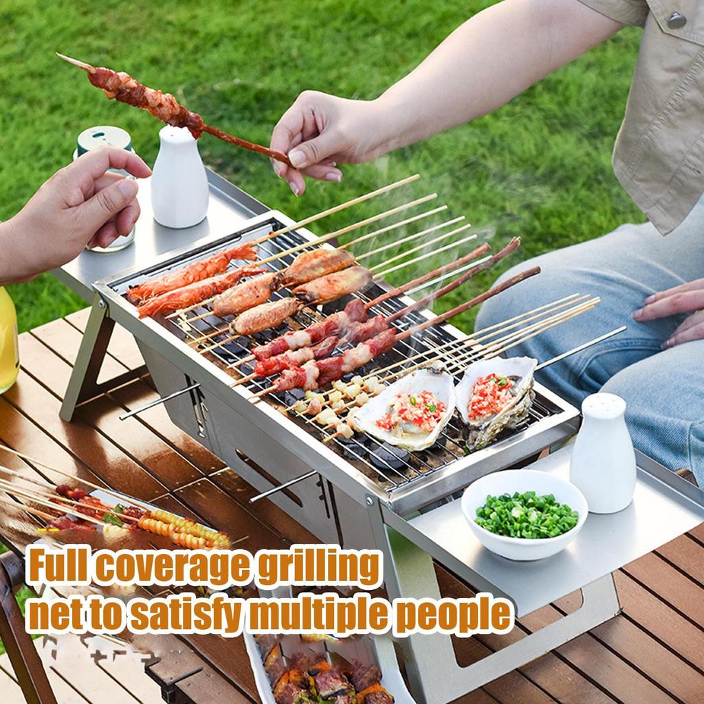Edelstahl Grillofen Outdoor Holzkohle Klappgrillgestell Haushalt Kleiner Klappkohle Grillspießofen bbq