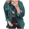 Giacca Camicia da Donna a Revers a Manica Lunga in Velluto a Coste con Bottoni, Vestibilità Larga, Spessa a Righe, Casual Shacket per Primavera Autunno