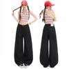 American design rivet black denim primary color straight jeans women's loose high waist thin drape wide leg pants