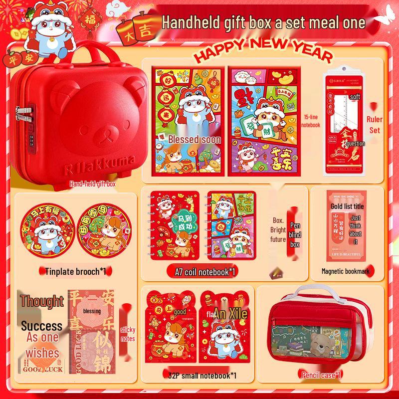 

Back-to-School Practical Stationery Set for Kids with Red Leather Case
