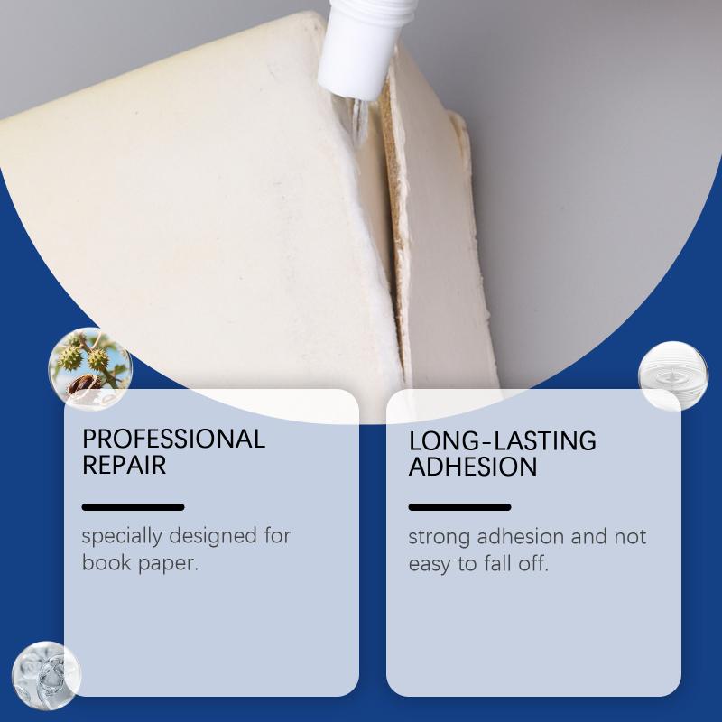 New Jue Fish Book Repair Glue Neutral Mild Formula Transparent Quick-Dry Adhesive for Books Archives Paper Document Fixing