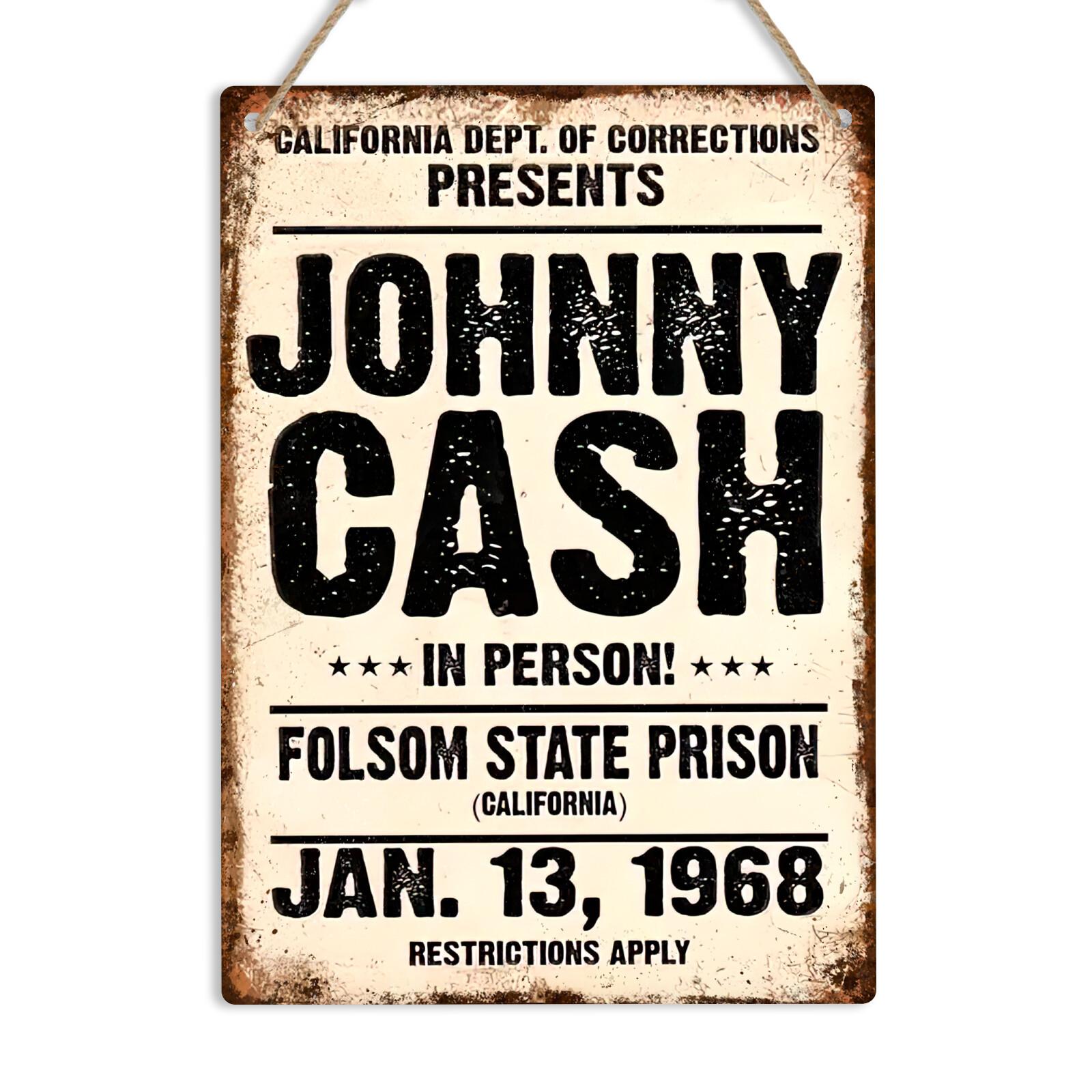 Johnny Cash Folsom State Prison Vintage Metal Sign Retro Wall Plaque Music Gift 20X30CM
