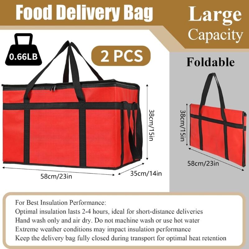 2PCs Heavy Type Insulated Pizza Delivery Bags With Thermals Insulation Waterproof Lining Keep Food Cold Hot Outdoor Event