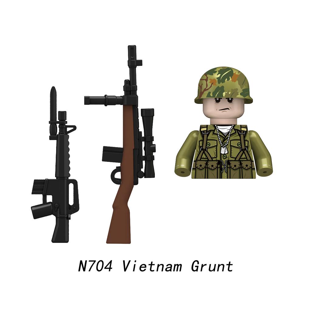 Vietnam Grunt Infantry Soldier Military Minifigure Models Kids Toys Building Blocks Gift Boys Girls Moc