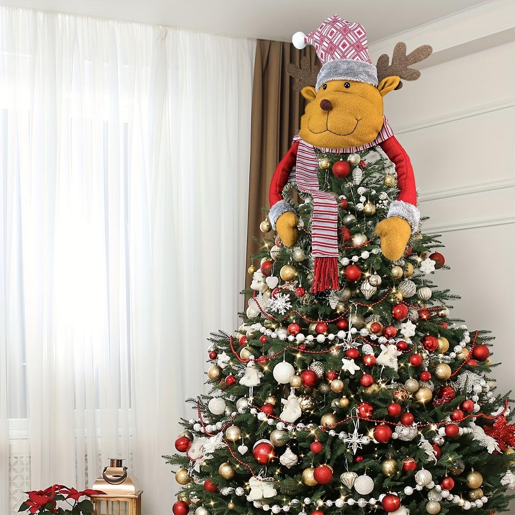 1pc Christmas Tree Top Decorations Party Atmosphere Decoration Santa Claus Snowman Elk Doll Tree Top Star Home Decor Accessories