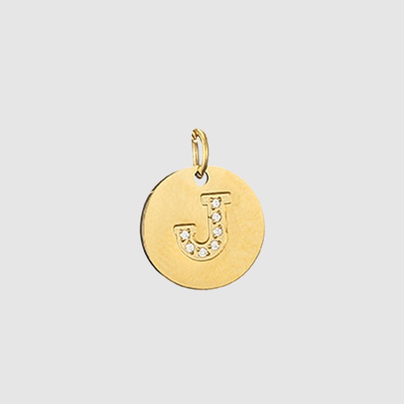CARLIDANA Classique Minimaliste Alphabet 26 Breloques Lettres en Cristal Collier Pendentif Rond Lettre Acier Inoxydable Collier DIY