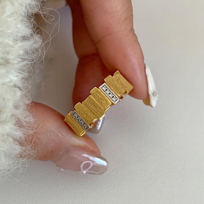 Elegante Franse Retro Gouden Staaf Ring - Chic & Veelzijdig