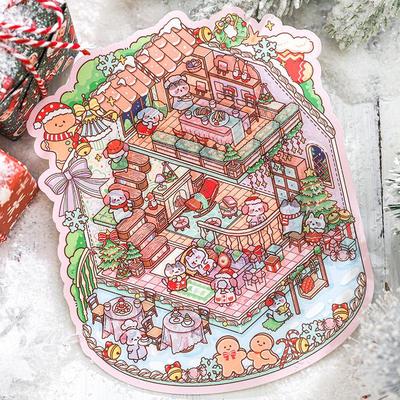 Zoo Christmas Series Mini Scenery Stickers for Collage