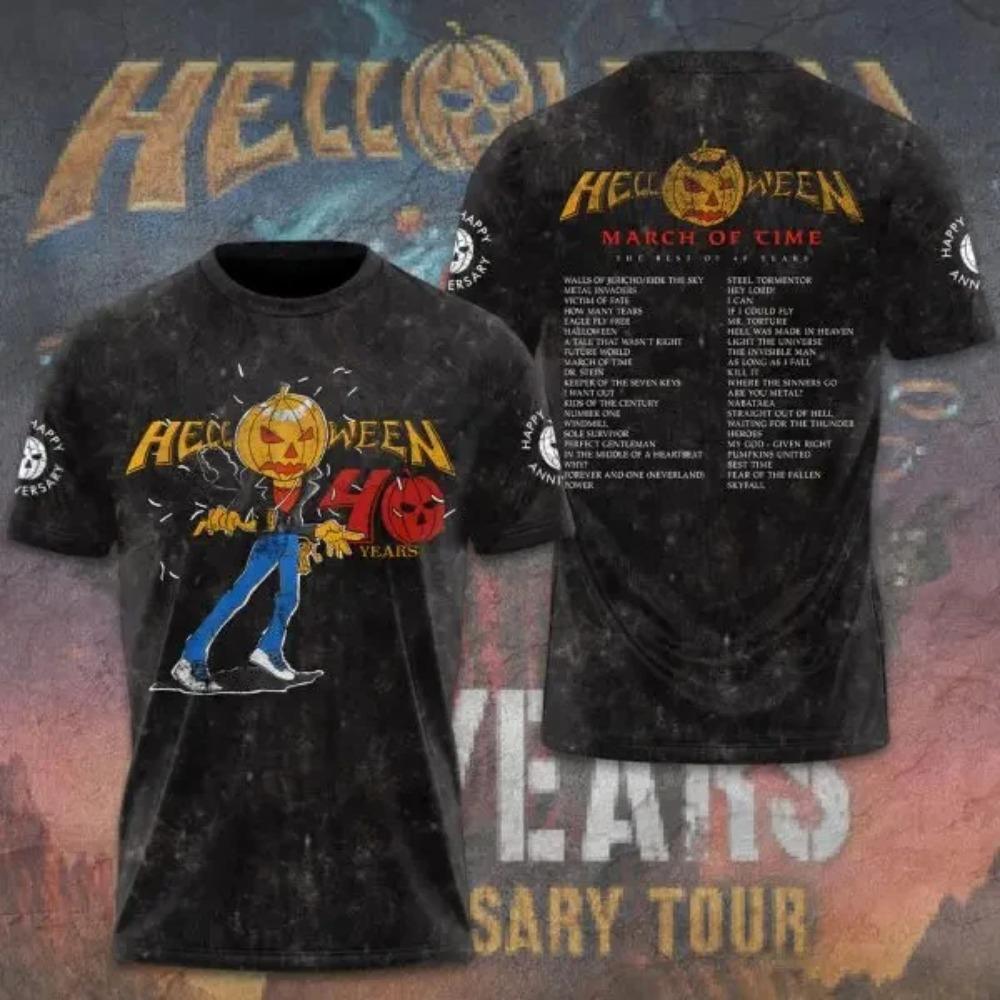 Rock Halloween 40th Anniversary Tour 3D Print T-shirt Men Women Fashion O-Neck Short Sleeve Tops Tees New Designer Clothes Album