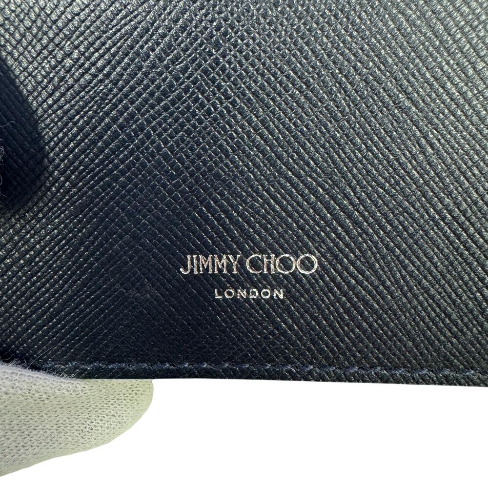 JIMMY CHOO name card holder logo leather Card Case Navy leather Used