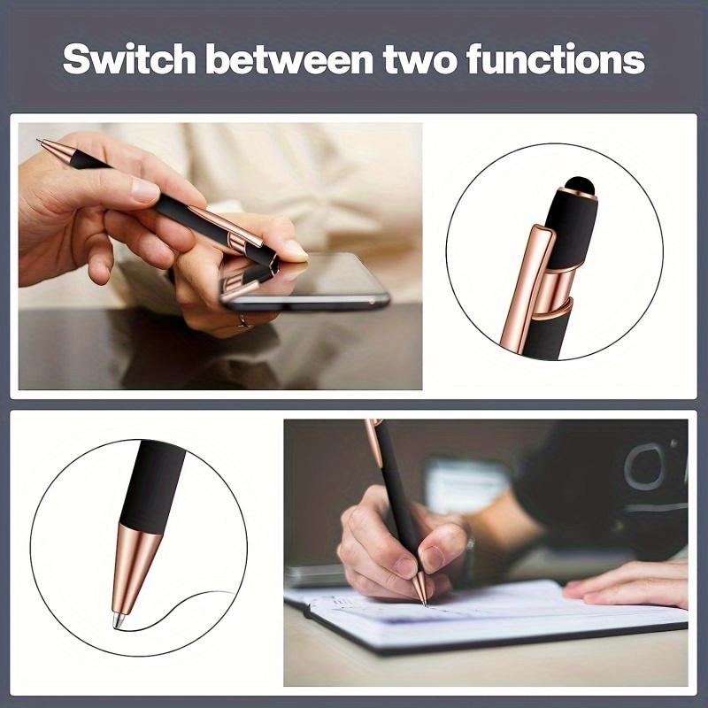 1pcs Black Beautiful Cute Ballpoint Pen, With Stylus Pen Tip, Black Ink, 2 In 1 Metal Pen, 1.0mm Medium Tip Smooth Ballpoint Pen