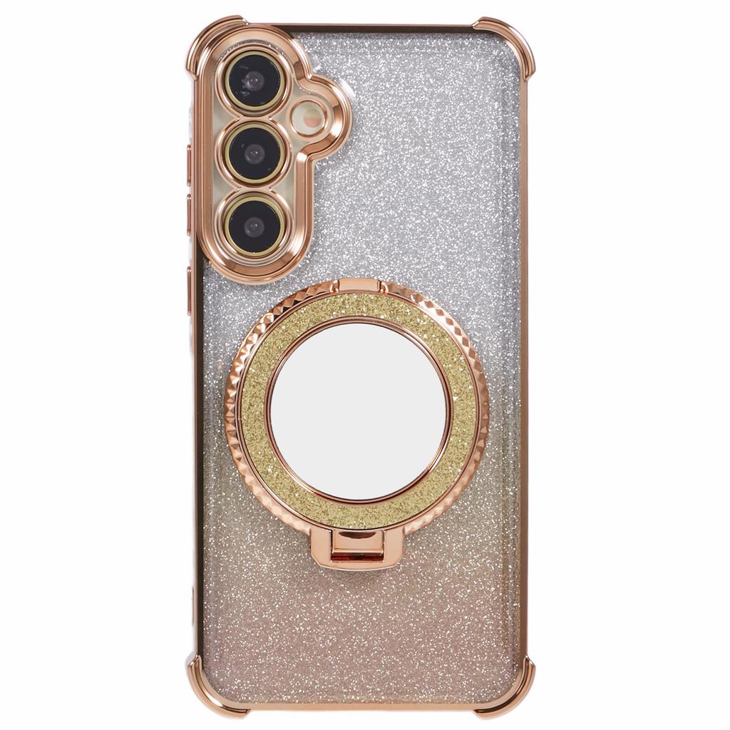 For Samsung Galaxy A35 5G Case TPU Glitter Phone Cover with Kickstand and Mirror