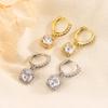 Exquisite Micro Paved Zircon Square Drop Earrings For Women Fashionable Versatile High End Huggie Hoops Jewelry