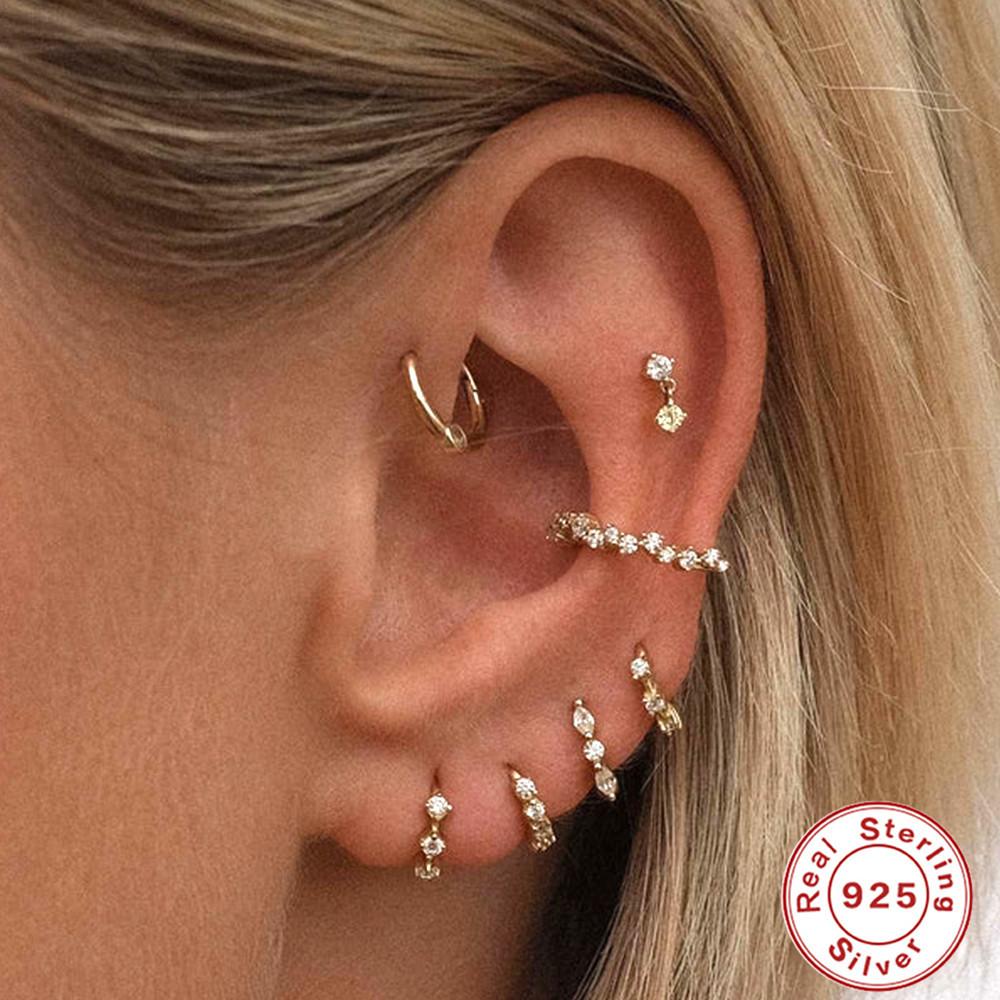 Fashion Ins Wind S925 Sterling Silver Earbone Rings Simple Classic Versatile Diamond Earrings Earrings Earrings Women