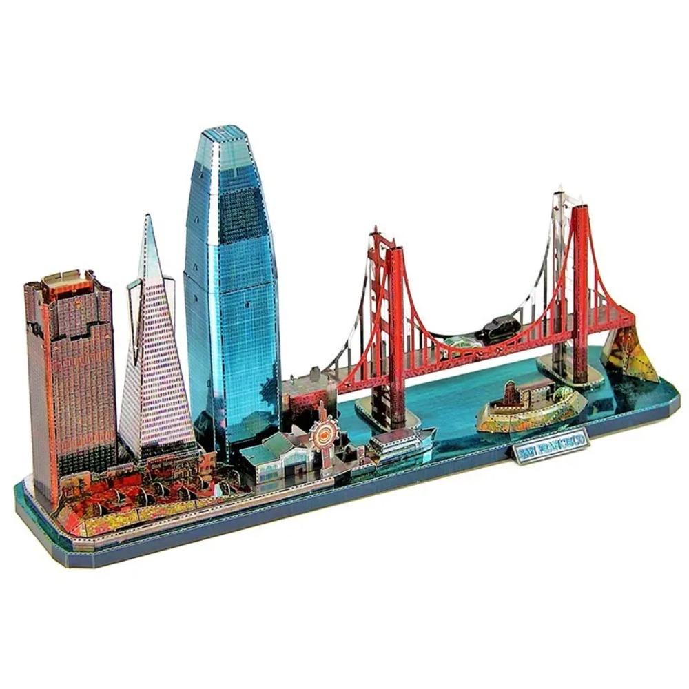 World Style City Skyline Architecture Street View 3D Metal Puzzle Paris Venice San Francisco Shanghai DIY Assembled Model Kits