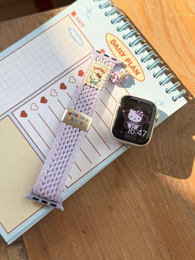 Compatible Apple S11 Watch Band: Breathable Woven Cartoon Pendant with Magnetic Buckle for iWatch 1098765SE