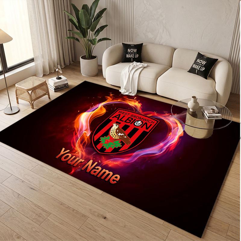 Custom Rug West Bromwich Albion Pattern Print Name Text Soft Non‑Slip Floor Carpet for Home Indoor Decoration