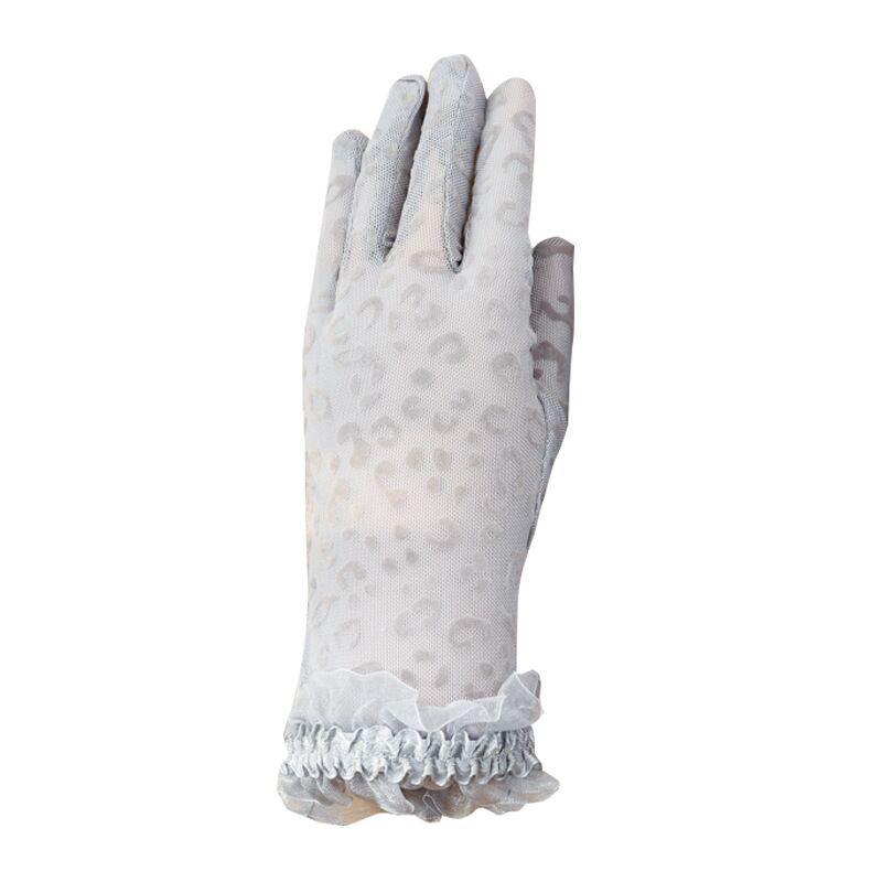 Women's Leopard Print Mesh Fingerless Gloves - Breathable, Lace, Sun Protection, Spring/Summer Driving Fashion.
