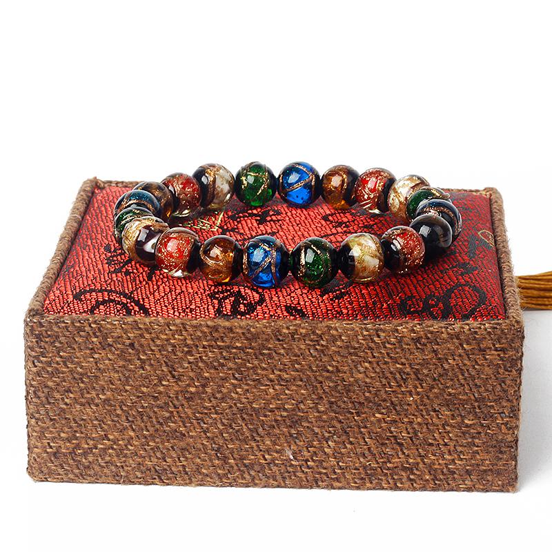 Art Glass Bead Bracelets for Women 10mm Nature Stone Colored Glaze Reiki Wealth Bracelet Men Energy Good Luck Healthcare Jewelry
