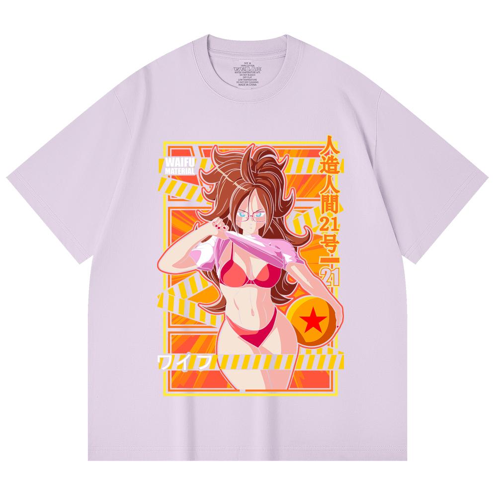 230 Gsm 100% Cotton Dragon Ball V25 Android 21 Waifu Print Unisex Heavy Cotton T Shirt