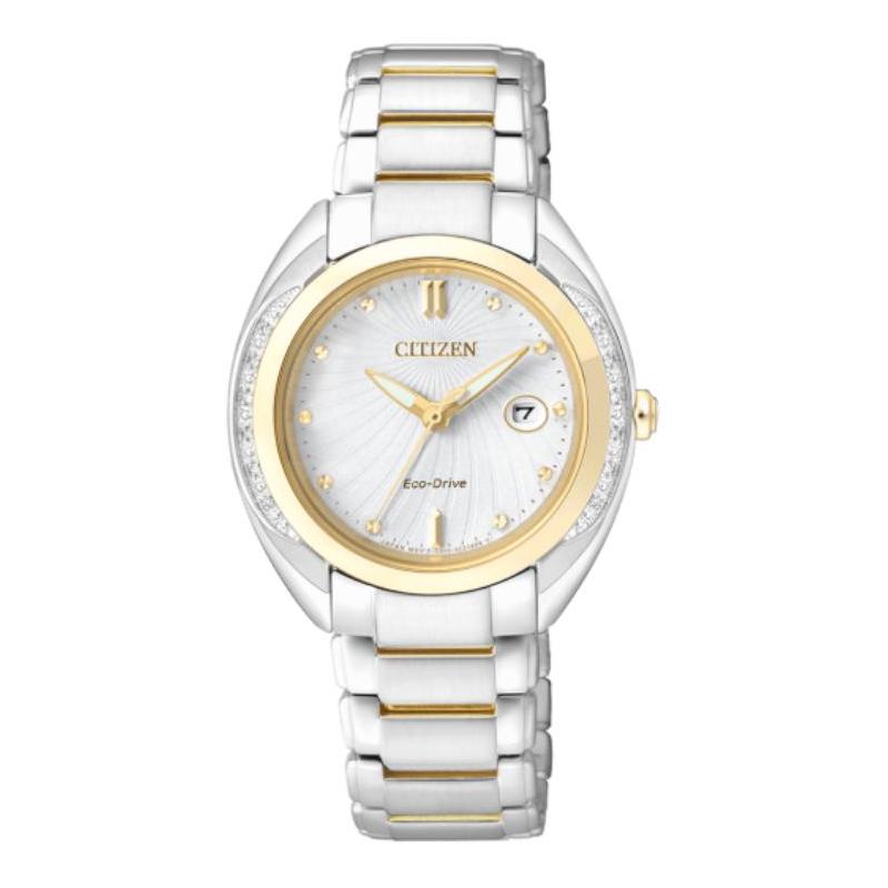 

CITIZEN 50-meter waterproof and elegant solar Quartz Steel Strap 31.5mm women s watch white dial EW2254-58A синій