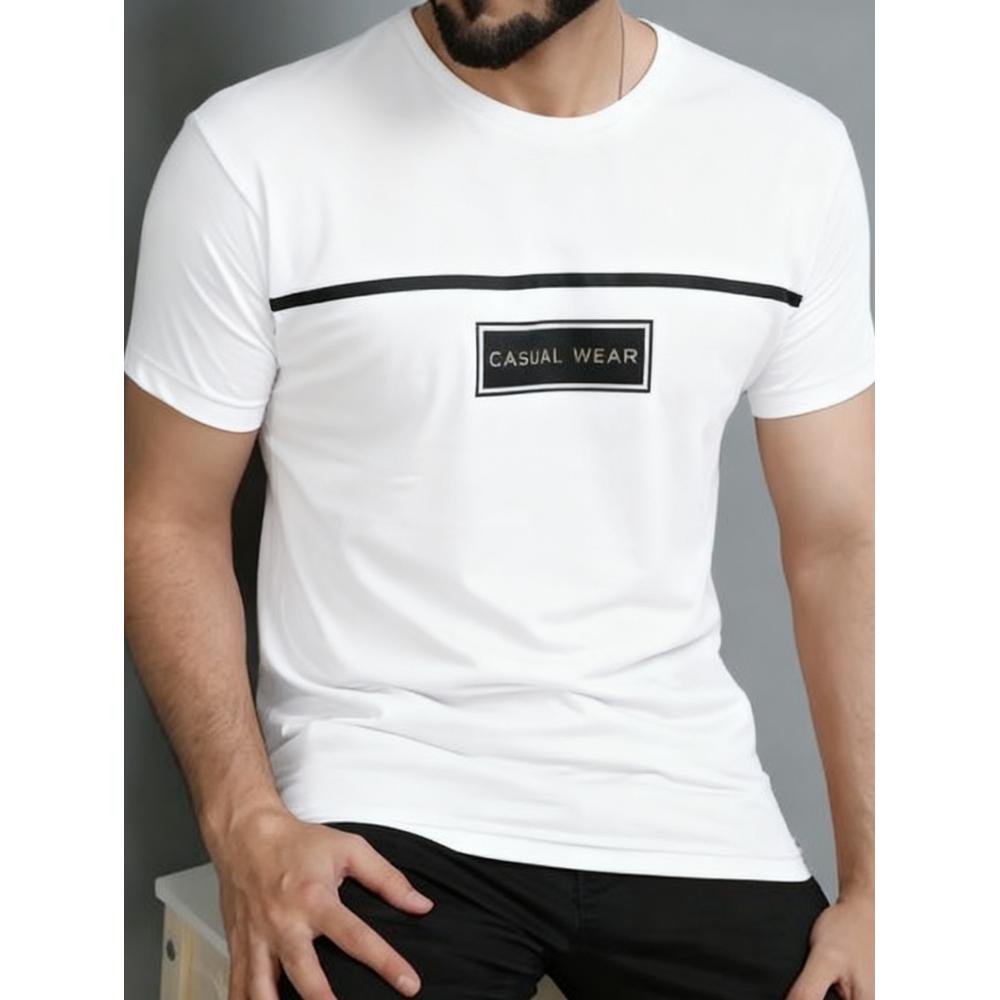 Casual Wear Label T-Shirt,Soft Breathable & Fade-Resistant, Classic Fit for Daily Casual Wear