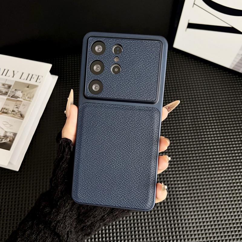S26 Ultra Case Luxury Leather Skin Hybrid PC Bumper Matte Anti-skid Back Cover For Samsung Galaxy S26 Ultra S25 FE S24 Plus