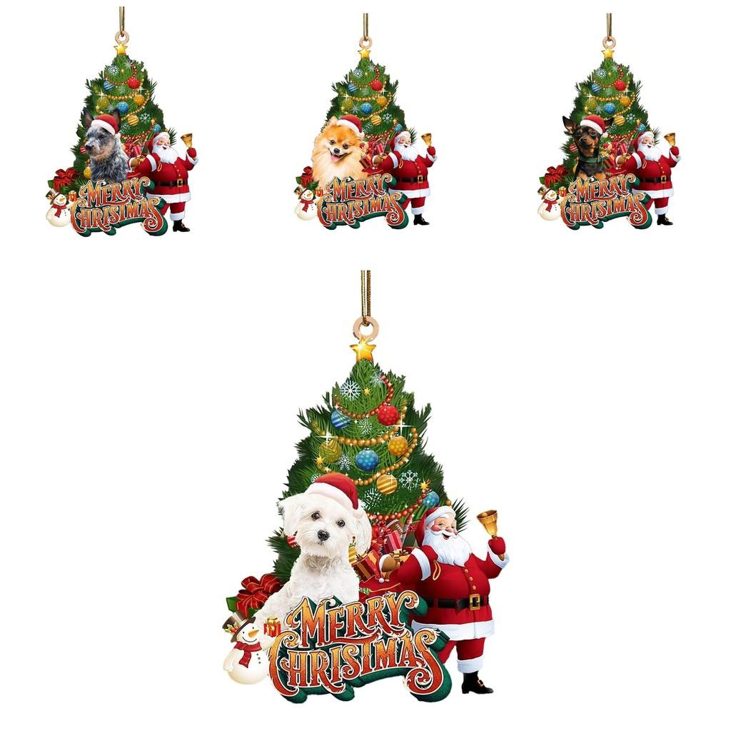 Веселые Праздничные И Мультяшные Собаки Санты Подвесные Украшения Для Рождественской Елки И Украшения Транспортного Средства