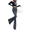Neutral sweet and spicy washed micro-flared jeans spring and autumn new fashionable versatile horseshoe micro-pulled jeans