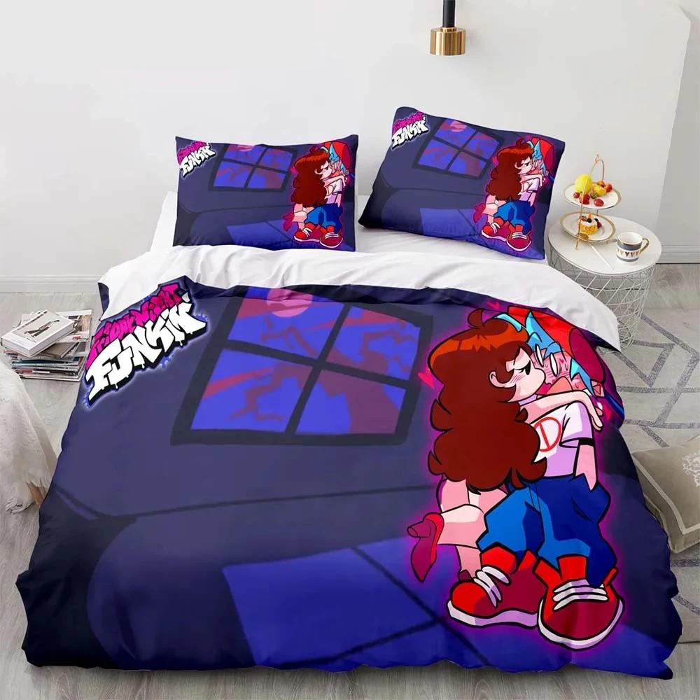Cartoon Game Friday Night Funkin Bedding Set Duvet Cover Bed Set Quilt Cover Pillowcase Comforter King Queen Size Boys Adult