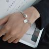 Vintage Silver Square Luck Bracelet for Women Minimalist Unique Design Fashion Jewelry