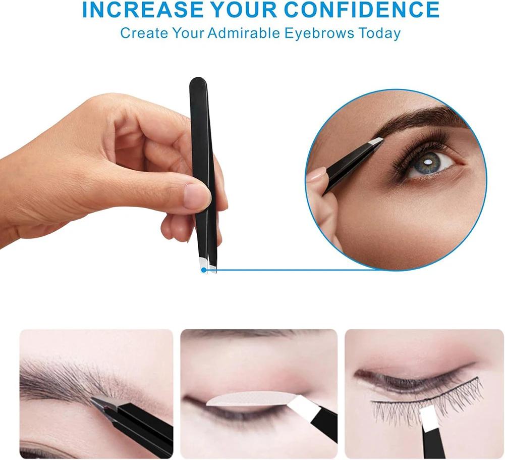 4PCS Tweezers Set Professional Tweezers Steel Facial Hair for Stainless Eyebrows for and Ingrown Hair  Makeup Tools Removal