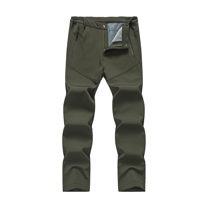 

Men s Windproof Outdoor Softshell Hiking Pants, Autumn/Winter Velvet-Lined, Plus Size, Casual Sportswear M армия зеленый