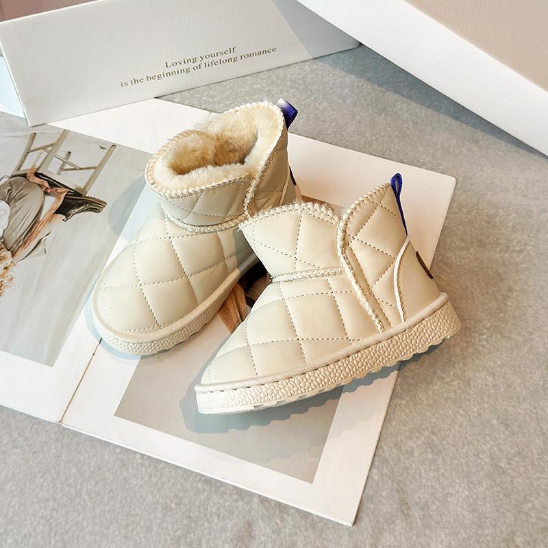 New Children's Snow Boot Kids Causal Girls Fashion Beige Ankle Boots Outdoor Thickened Plush Versatile Boys Warm Cotton Boots