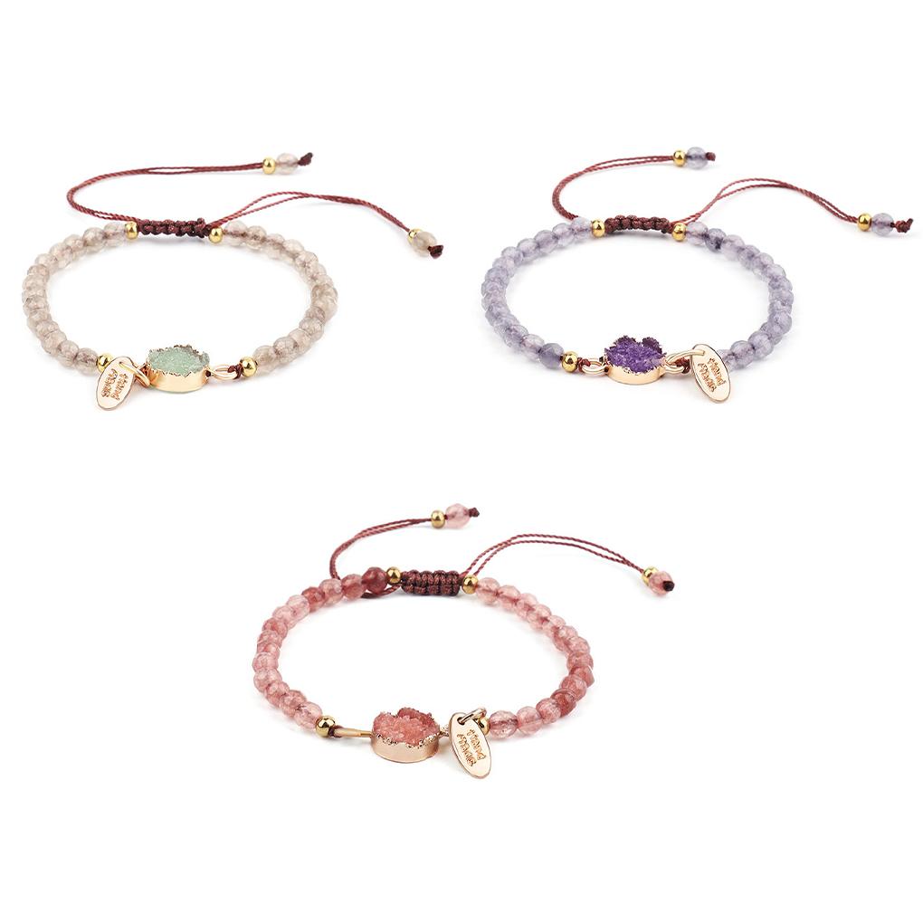 4mm Natural Stone Bracelets Hand-Woven Adjustable Lightweight Exquisite Weaving Chains Handmade Jewelry for Women