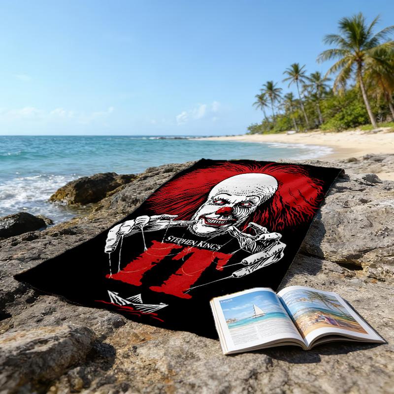 1pc Pennywise1 Beach Towel, Beach and Seaside Swimming Pool Equipment, Fashion Pattern, Rectangular, Travel Essentials