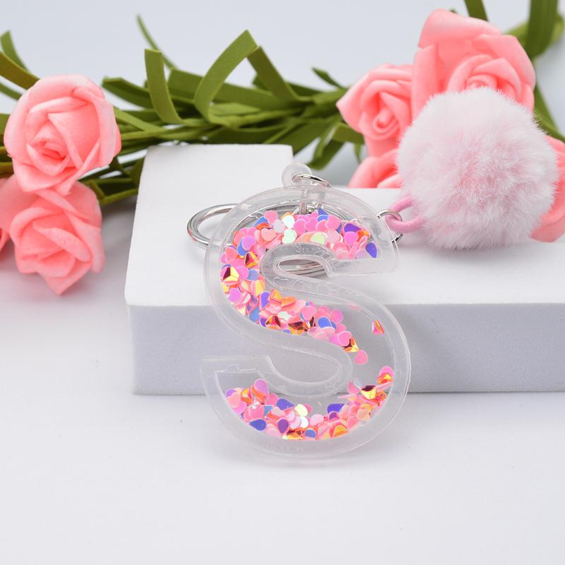 S Name Wallpaper Cute Letter Shiny Keychain Pendant Bling Key Ring