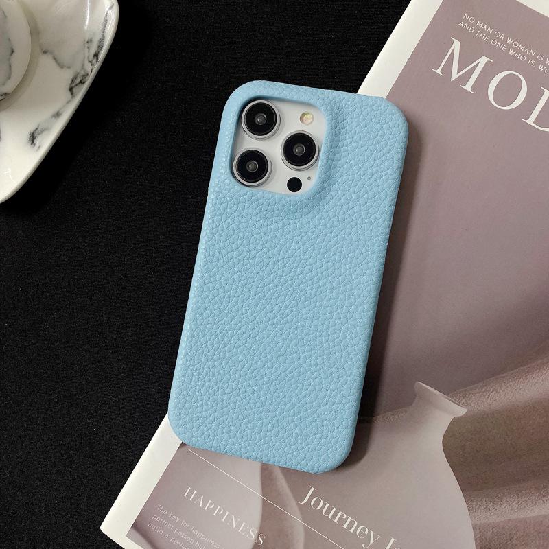 Half-wrapped Lychee Pattern, Suitable for Apple 15promax Phone Case, IPhone14 Anti-drop 13 Creative Women's Leather Case